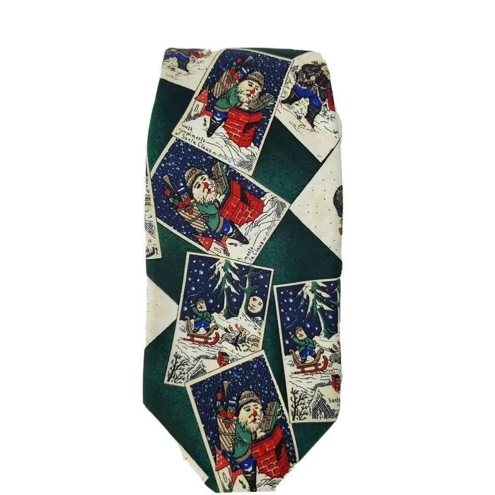 Jos A Bank‎ Executive Merry Christmas Santa Necktie Silk 3.5